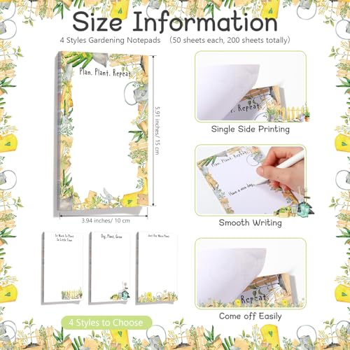 Image of Tinlade 200 Sheet 4 Styles Gardening Gifts for Women to Do List Notepad Gift Checklist Handy Birthday Garden Gifts for Plant Lovers Gardeners Plant Lady Momwife Grandma Gardening Present, 4'' x 6''