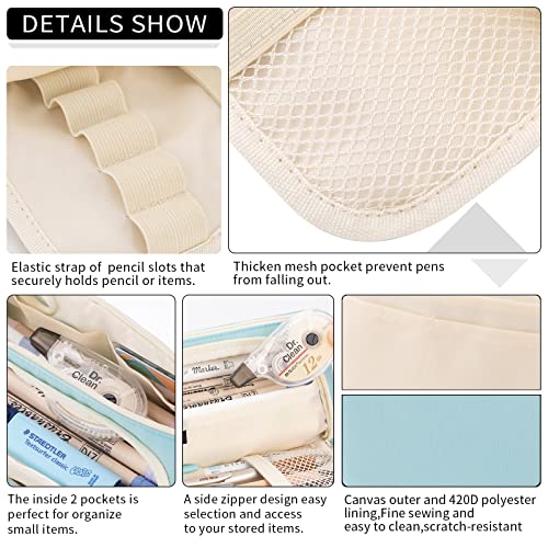 Image of EASTHILL Polyester Big Capacity Pencil Case Pouch Pen Case Simple Stationery Bag School College Office Organizer For Teens Girls Adults Student, Light Blue Xw, Simple