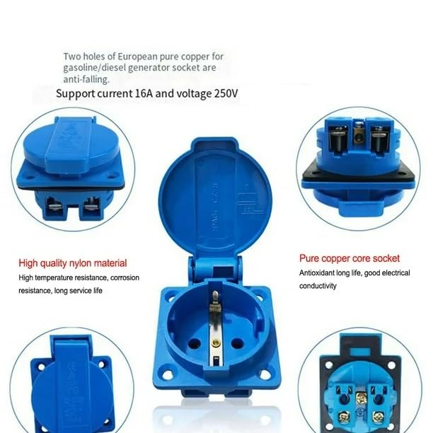 Image of 16A 2pin 250V Industrial Socket And Plug IP54 Germany Type French Type Plug And Socket (2Pair)