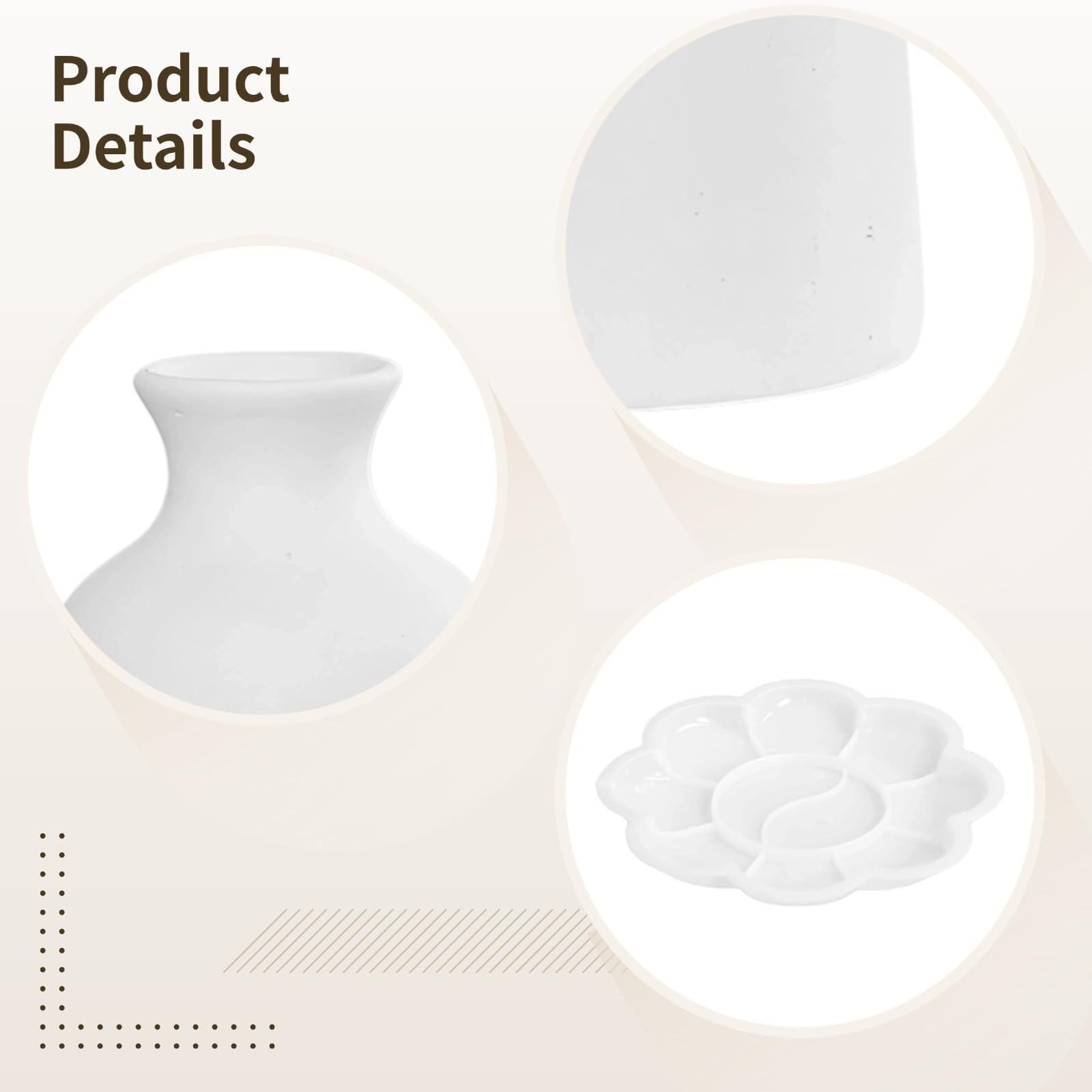 Chewtoyo Zestaw do malowania ceramicznego dla dorosłych, biały wazon z 6 kolorami farb, 2 pędzlami i paletą płatków, zestaw do malowania garncarskiego DIY do sztuki domowej, dekoracji i kreatywnego