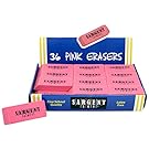 Sargent Art Large Erasers, 36 per Pack, Light Pink, Pink, Count