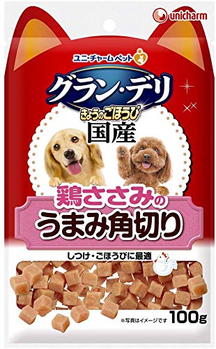 最安値 ユニチャーム グランデリ きょうのごほうび鶏ささみのうまみ角切り 100gの価格比較