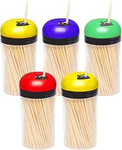 Wooden Toothpicks Wooden Cocktail Teeth Cleaner Wood Dental Sticks Wooden Sticks Pickup Fruits Cherry Cheese Parties Sticks Floss Picks Food Sticks Flossers Bamboo Skewers Cocktail Sticks (Pack of 5)