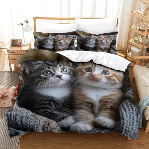 Housse de Couette Chatons Lit Garçon Décoration Chambre Animaux Compagnie 3D - 3