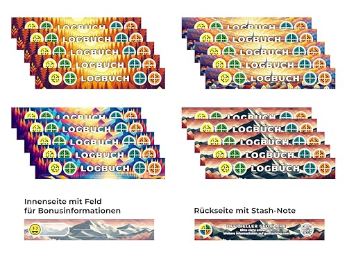 Geocaching Logbuch Petling - 20 Stück - 60 Seiten - 360 Einträge - wasserabweisender Umschlag - mit Feld für Bonusinformationen (Mix, Petling)