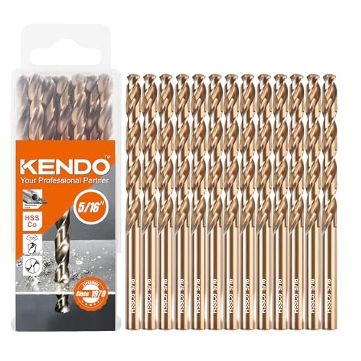 KENDO 5/16 Inch Cobalt Drill Bits (13pcs), M35 High Speed Steel, 135 Degree Tip, Jobber Length Twist Drill Bit Set for Hard Metal, Stainless Steel, Cast Iron, Wood and Plastic, with Storage Case