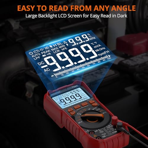 Image of Proster Digital Multimeter Tester True RMS 9999 Counts - Auto Ranging Multimeter, AC DC Voltage Current Meter with NCV Inductance Backlight Temperature Capacitance Test Meter Electrical
