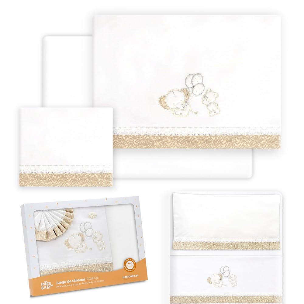 Interbaby Baby MINI COT Sheets, Cotton, Beige, beis