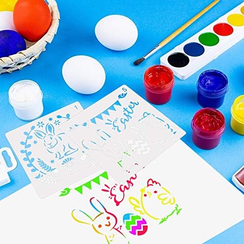 9pcs Easter Stencils Templates, MEZOOM Bunny Plastic Drawing Painting Stencil Template Happy Easter Art Craft Drawing for Easter DIY Decoration Kids Party Bag Filler