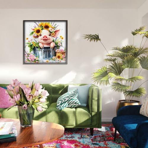 Rompecabezas de flores para adultos 1000 piezas, Larkipuzz rompecabezas de cerdito lindo con tema artístico de flores y plantas coloridas, desafiante para adultos miniatura 7