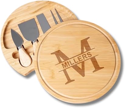 Custom Name Cheese Board and Knife Set Perfect Housewarming Gift