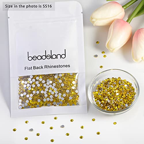 Image of Beadsland Flat Back Crystal Rhinestones,Lemon Yellow, SS16, 1440pcs