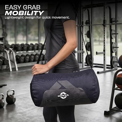 Image of Nivia Switch Duffle Bag 18.5L Polyester Gym Bag, Compact Sports Duffle for Men and Women, Lightweight Travel Training Bag, Gym Carry Bag (Navy Blue)