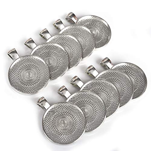 Lanbeide 40 Pcs Silver Pendant Trays With 40 Pcs Transparent Glass Cabochons, Round Pendant Bezels 1 Inch/25Mm For Photo Pendant Resin Craft Jewelry Making, Total 80 Pcs #TOP1