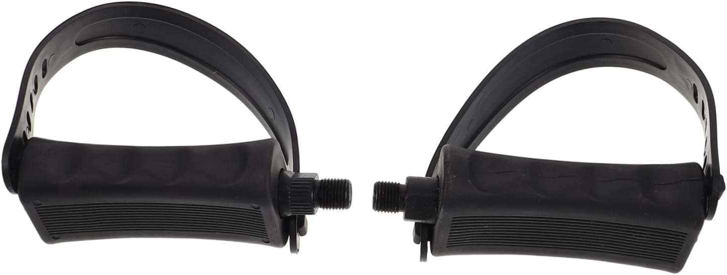 BESPORTBLE 1Pair Adjustable Non Slip Exercise Bike Pedals with Straps Replacement Cycling Pedals for Use Compatible with Gym Bikes Bicycles