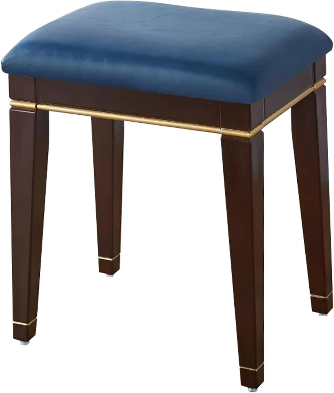 Padded Vanity Stool Bench for Makeup Room Living Room Bathroom Cotton Makeup Bench Height(Blue)