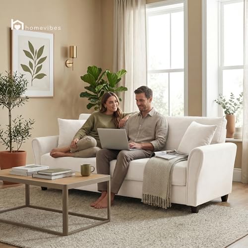 Image of 3 Seater Lceola Premium Fabric Sofa |Stylish And Comfortable Living Room Furniture| Heavy Quality Sofa And Builtin| Throne Of Comfort, White