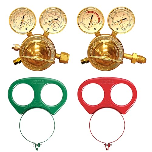 TWSupply Victor Heavy Duty Oxygen & Acetylene Regulator Set with Metal Gauge Guards SR450D-540 (0781-0527) & SR460A-510 (0781-0584) Single Stage Industrial Regulators