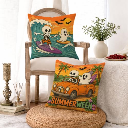 Housses de coussin lavables orange 55,9 cm pour canapé de maison