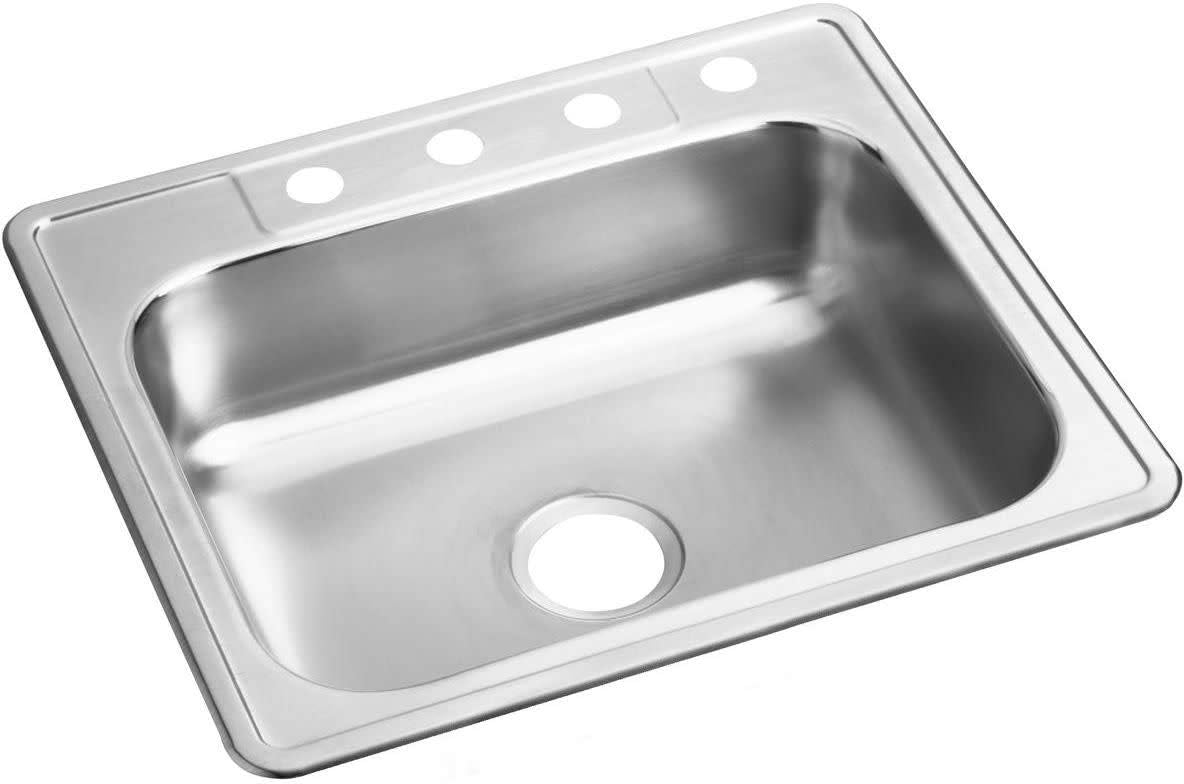 Elkay D125224 Dayton 25 Inch Drop In Single Basin Stainless Steel Kitchen Sink