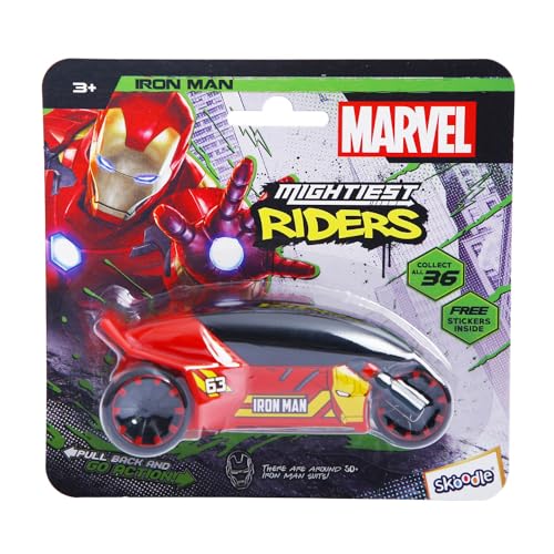 Image of SKOODLE Marvel Pull-Back Rider Bike for Kids (3+) | Iron Man Edition | Marvel-Inspired Toy Bikes | Sturdy Construction with Pull-Back Action | Black | Boosts Motor Skills & Imaginative Play