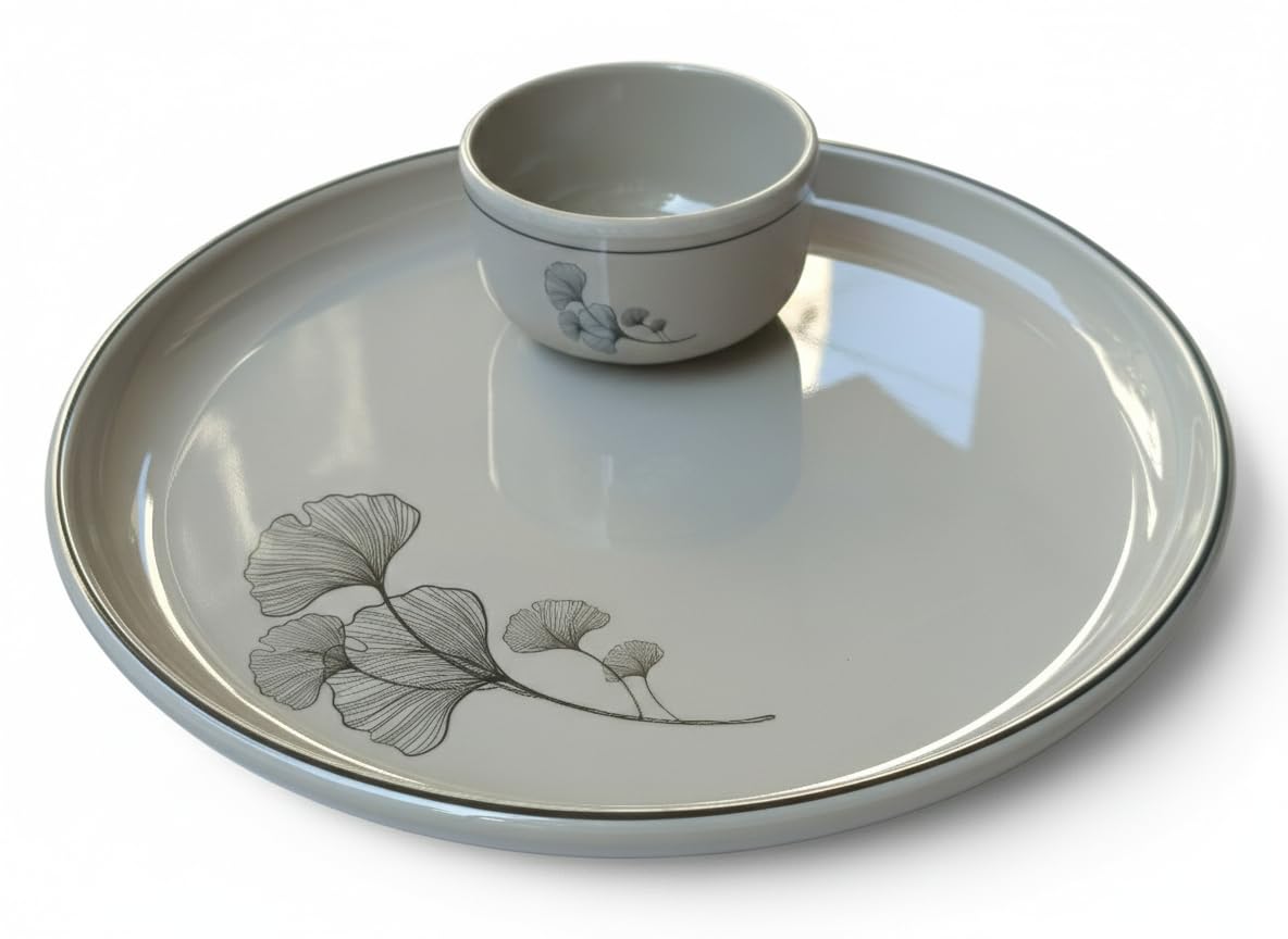 Servewell Melamine Dome Floralleafe11-Inch Dinner Plate & 4-Inch Veg Bowl Combo – Stylish & Durable Kitchen Set for Home, Dining, and Parties, Pack of 6+6 Pcs-image-42