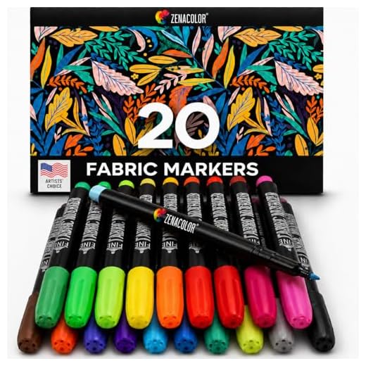 Zenacolor 20 Fabric Markers Pens Set - Non Toxic, Indelible and Permanent Fabric Paint Fine Point Textile Marker Pen - Pens Fine Point Tip