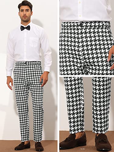 Lars Amadeus Houndstooth Dress Pants for Men's Big and Tall Regular Fit Plaid Checked Trousers4