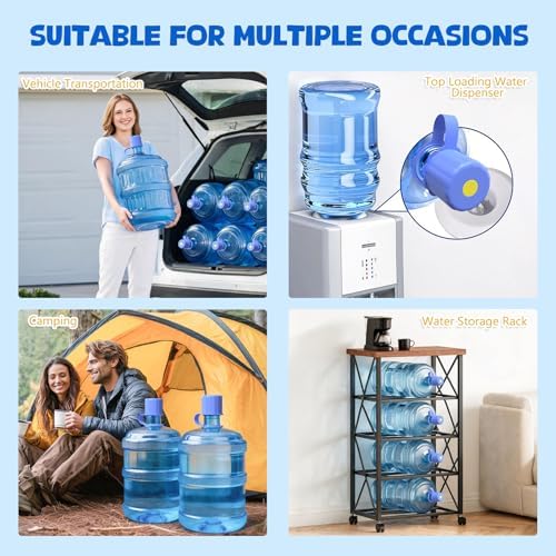 5 Gallon Water Jug Cap, Silicone Reusable Cap for 2/3/4/5 Gal Bottles Leak-Proof Replacement Bottle Lids for 55mm & 60mm Bottle Tops Dishwasher Safe & BPA-Free (Dark Blue, 3 Packs) - 5