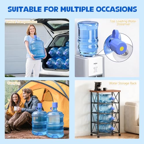 5 Gallon Water Jug Cap, Silicone Reusable Cap for 2/3/4/5 Gal Bottles Leak-Proof Replacement Bottle Lids for 55mm & 60mm Bottle Tops Dishwasher Safe & BPA-Free (Dark Blue, 3 Packs) — view 6