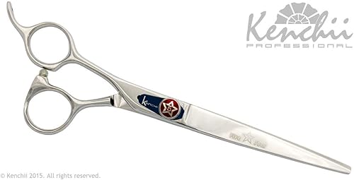 Vista 2 de Kenchii Five Star Offset Lefty - Tijeras profesionales de aseo para perros, juego de tijeras de 7 pulgadas con estuche, peso ligero, tijeras de aseo