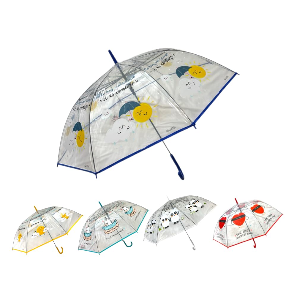 Kids Adults Transparent Dome Umbrella, Button Open, Waterproof, Fun Prints, umbrella for girls and boys | Umbrella for travel and Rain-picture-49
