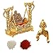 WC - Set con Laddu Gopal con Jhula, per Janmashtami, regalo per Janmashtami, cestino con biglietto, Krishna bambino Jhula per Laddu Gopal con roli chawal tika, statua di Bal Krishna e altalena Jhula