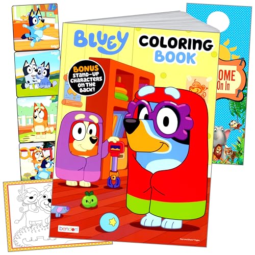 Image of Bendon Bluey Coloring Book and Stickers with Bluey Coloring Book, Reward Sticker Set, and More