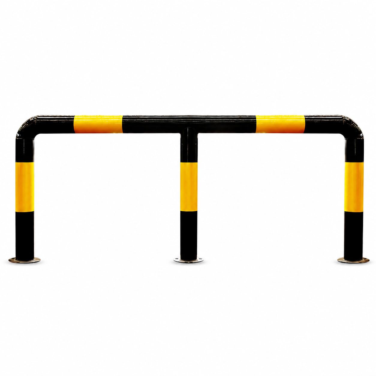 Barrière métallique Parking, M 76 * 1500 * 600 * 2.0mm Noir/Jaune