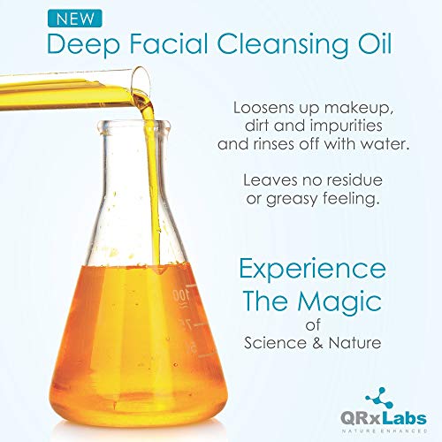 Deep Facial Cleansing Oil With Olive And Grape Seed Oils, Tangerine & Lemon Essential Oils, Boosted With Vitamins C & E - Best Cleanser For Dry Skin - Makeup Remover & Face Wash - 6 Fl Oz #TOP2