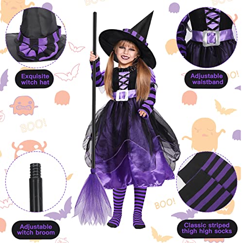 Disfraz completo de bruja para niñas Halloween morado miniatura 2