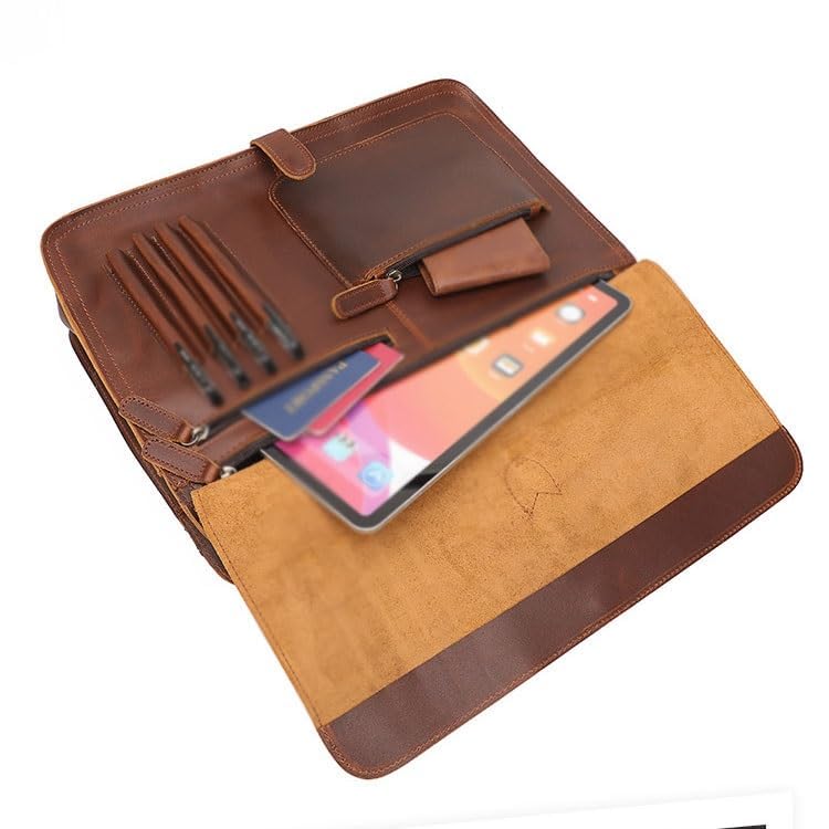 HBJWOV Vintage Genuine Leather Men's Multifunctional Computer Bag Single Shoulder Oblique Straddle Portable Briefcase3