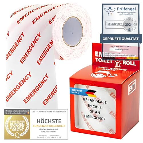 GOODS+GADGETS Notfall Klopapier Fun WC Toilettenpapier im Notfall Scheibe einschlagen Emergency Fun WC-Papier; Zum Lachen auf dem Örtchen!