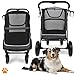 MY DUQUE – Hundebuggy Hundewagen CHAMP – XL Buggy große Hunde, geräumig, Tierwagen, Haustierwagen, Katze, Hund, Zusammenfalten, inkl. Regencover, Getränkehalter, Stauraum, max. Last 50kg/110lb, Grau
