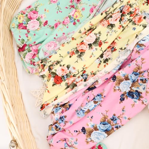 Image of DRESHOW BQUBO Newborn Floral Receiving Blankets Newborn Baby Swaddling Hats Sleepsack Toddler Warm Shower Gift 3 Pack