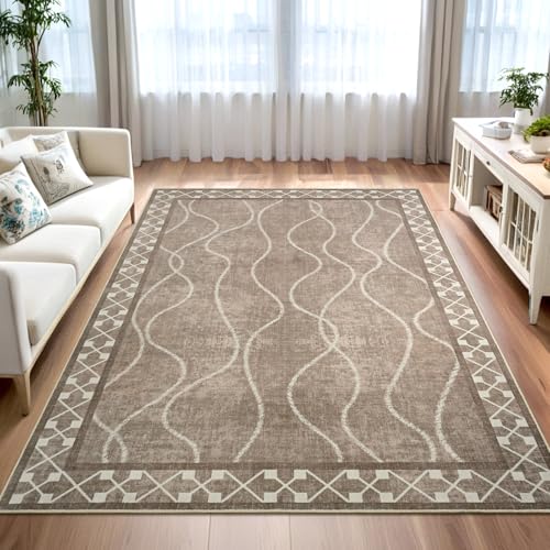 Woottpe 4x6 Area Rugs for Bedroom Living Room, Machine Washable Low Pile Rugs, Non Slip Modern...
