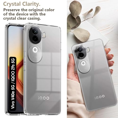 Image of Amazon Brand - Solimo Mobile Cover for Vivo V40e 5G / iQOO Z9s 5G (Soft & Shockproof Back Case with inbuilt Cushioned Edges), Clear