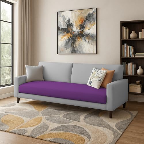 Image of Kathleen 3 Seater Sofa Set for Living Room - Foldable Convertible Couch Furniture for Home, Office or Guest Use, Modern Designer Stylish Comfortable (Purple Grey)