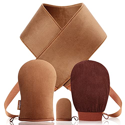 CeleCily Self Tanning Mitt Applicator - Self Tanner Mitt Applicator Set with Tanning Glove for Self Tan Mitt Applicator,Face Tanning Mitten,Tanning Mitts Self Tanner Back Applicator,Exfoliate Mitt