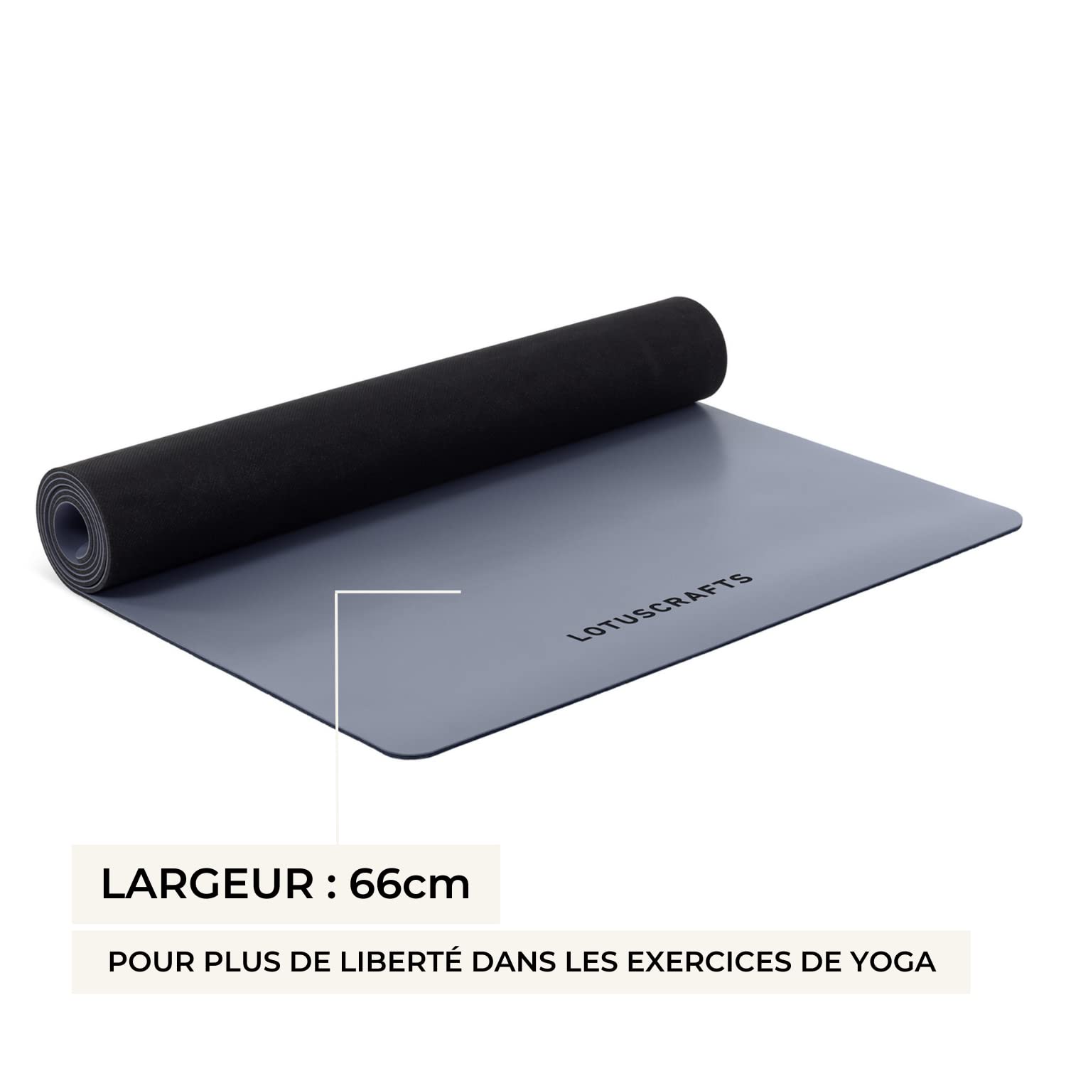 LOTUSCRAFTS Tapis de yoga antidérapant, modèle Pure, idéal pour les styles de yoga dynamiques, fabriqué en caoutchouc naturel, parfait aussi pour le pilates