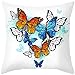 Lieson Housse de Coussin 40x40, Coussin Canape Decoration Bleu Orange Coussin Moderne de Salon Forme de Coeur Papillons, Polyester
