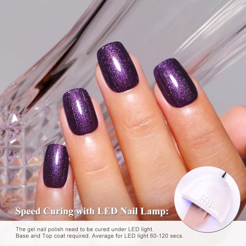 Glitter Gel Polish esmalte de uñas violeta oscuro brillo 10 ml miniatura 6