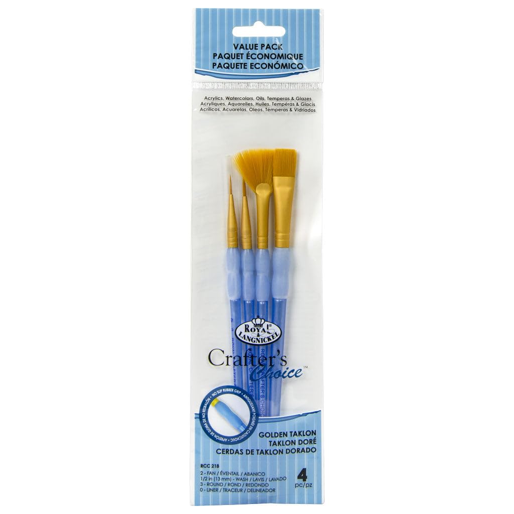 Royal Brush : 4Pc Golden Taklon Variety Brush Set