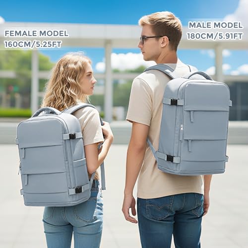 Image of coowoz Travel Backpack For Women Men,Carry On Backpack,Hiking Backpack Waterproof Outdoor Sports Rucksack Casual Daypack travel essentials(Gray Blue)
